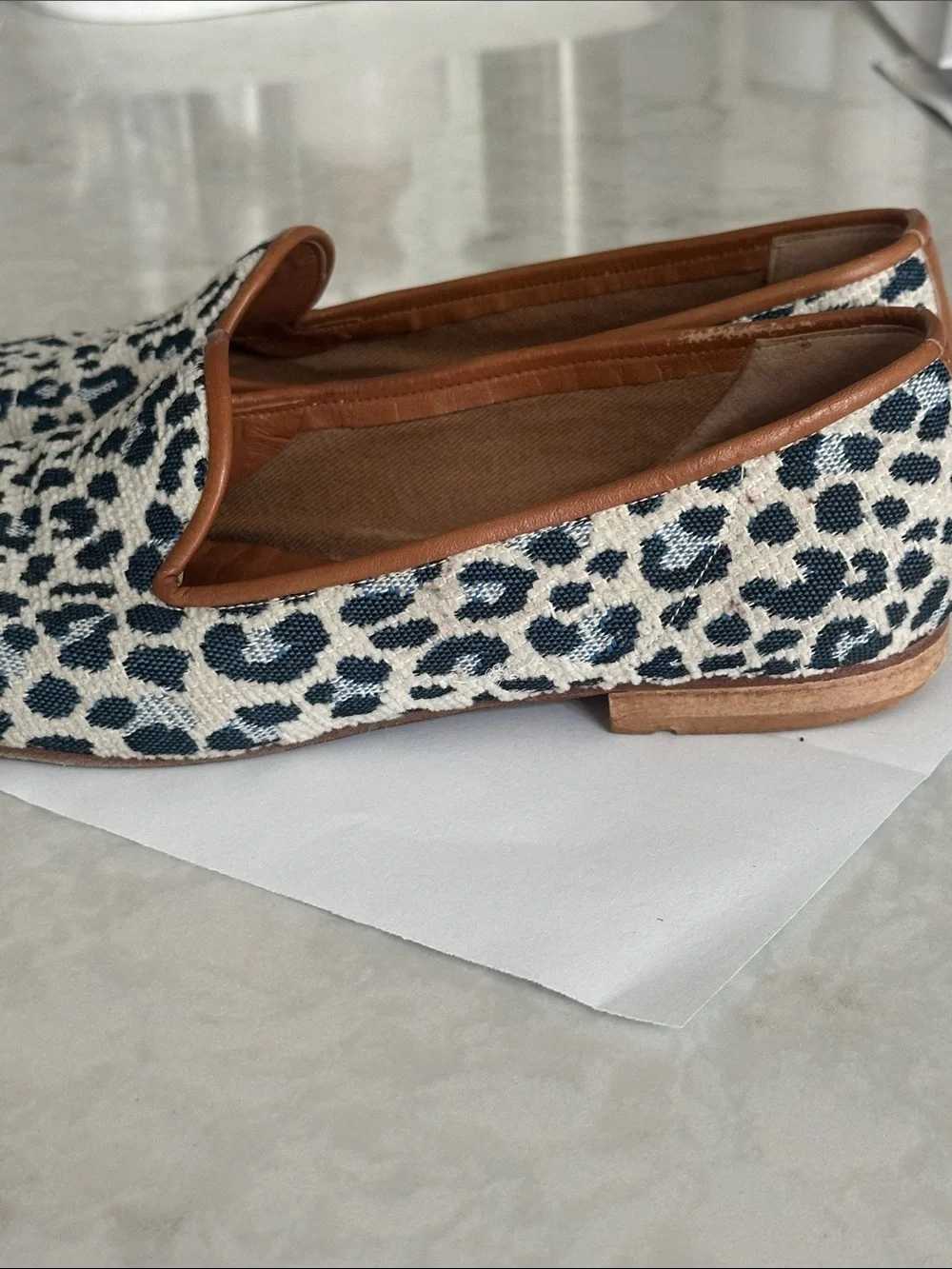 Ramon Tenza Black and Cream Woven Leopard Slip-On Loafers